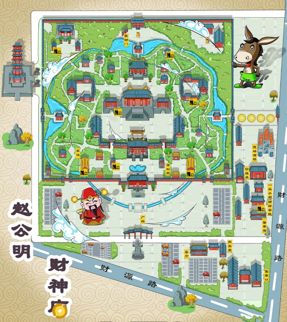康马寺庙类手绘地图